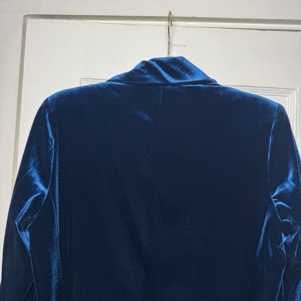 Forever 21 Oversized Velvet Blazer Jacket Blue Cocktail Medium - Picture 11 of 14